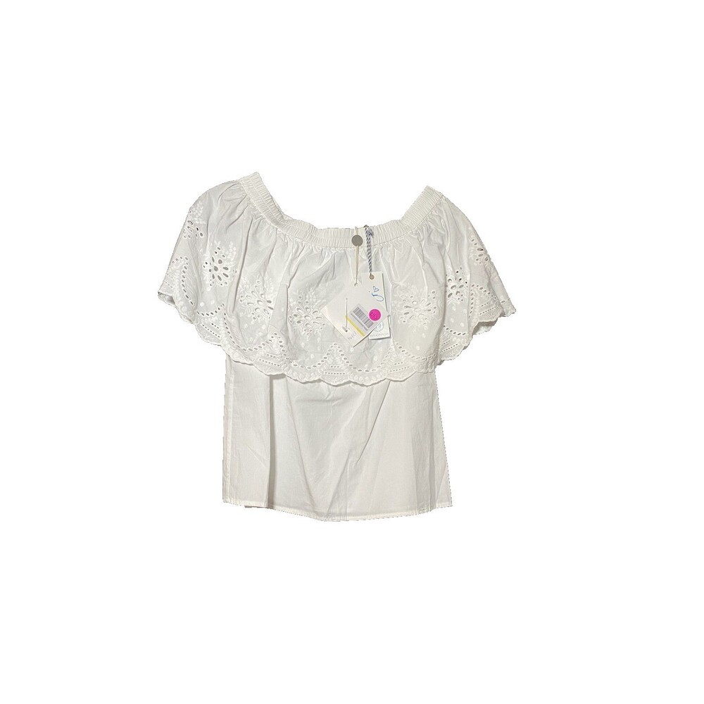 Draper James Women’s White Eyelet Off-Shoulder Top – Size XS – NWT